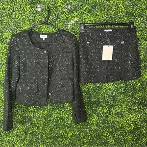 Nwt ‎ Black Sequin Tweed blazer and skirt set